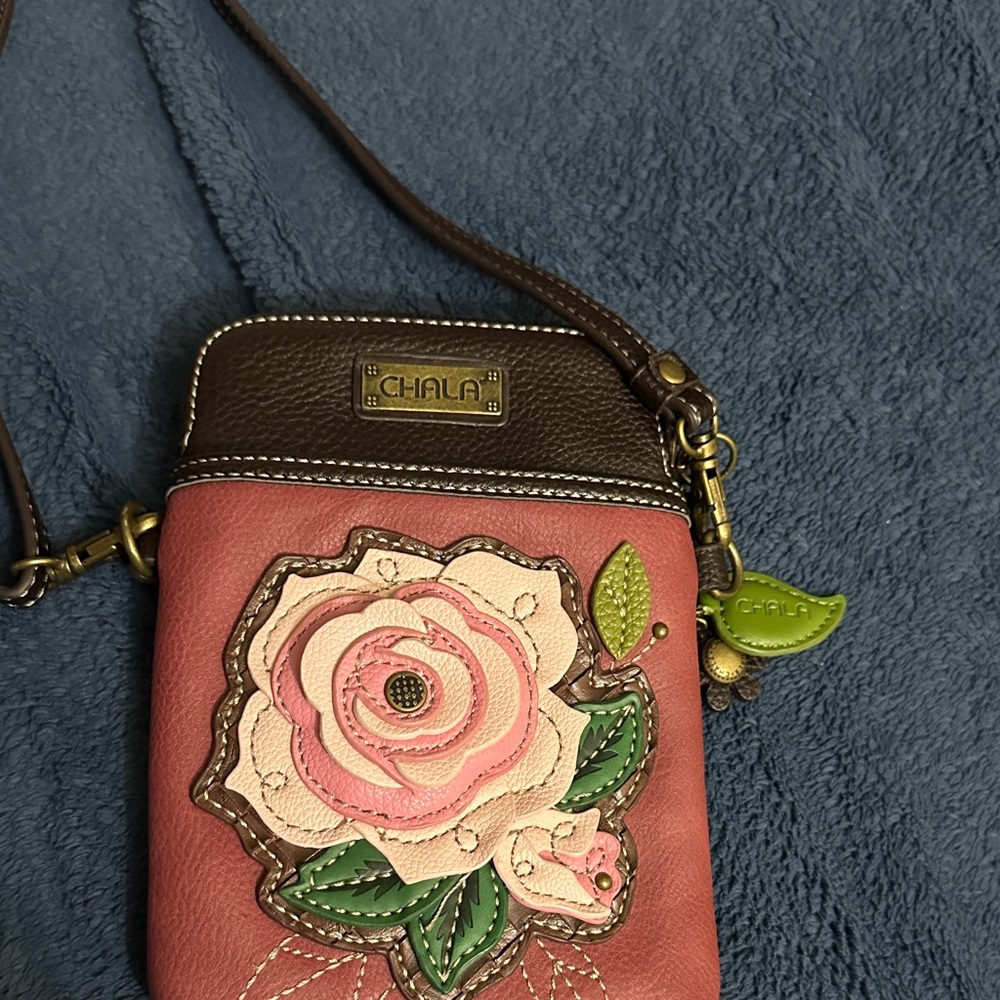 Chala Floral Pink and Brown Crossbody Bag - Picture 2 of 9